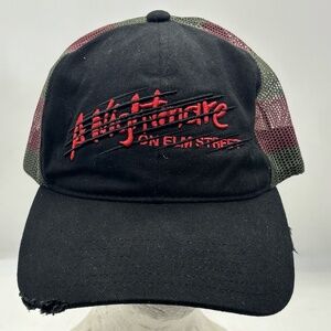 Nightmare on Elm St. Trucker Cap Mens Adjustable Black Distressed Brim